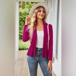 GRACE KARIN Women’s Lightweight Open Front Cropped Cardigan – Pink – XL